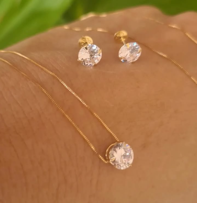 Colar e Brinco · Ouro 18K